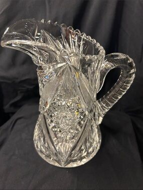 Cut Glass Crystal Pitcher - Clear